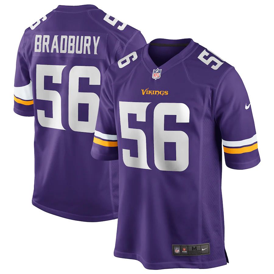 Men Minnesota Vikings 56 Garret Bradbury Nike Purple Game Player NFL Jersey